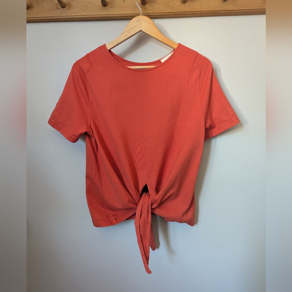 Sézane Orange Tie-Front Top